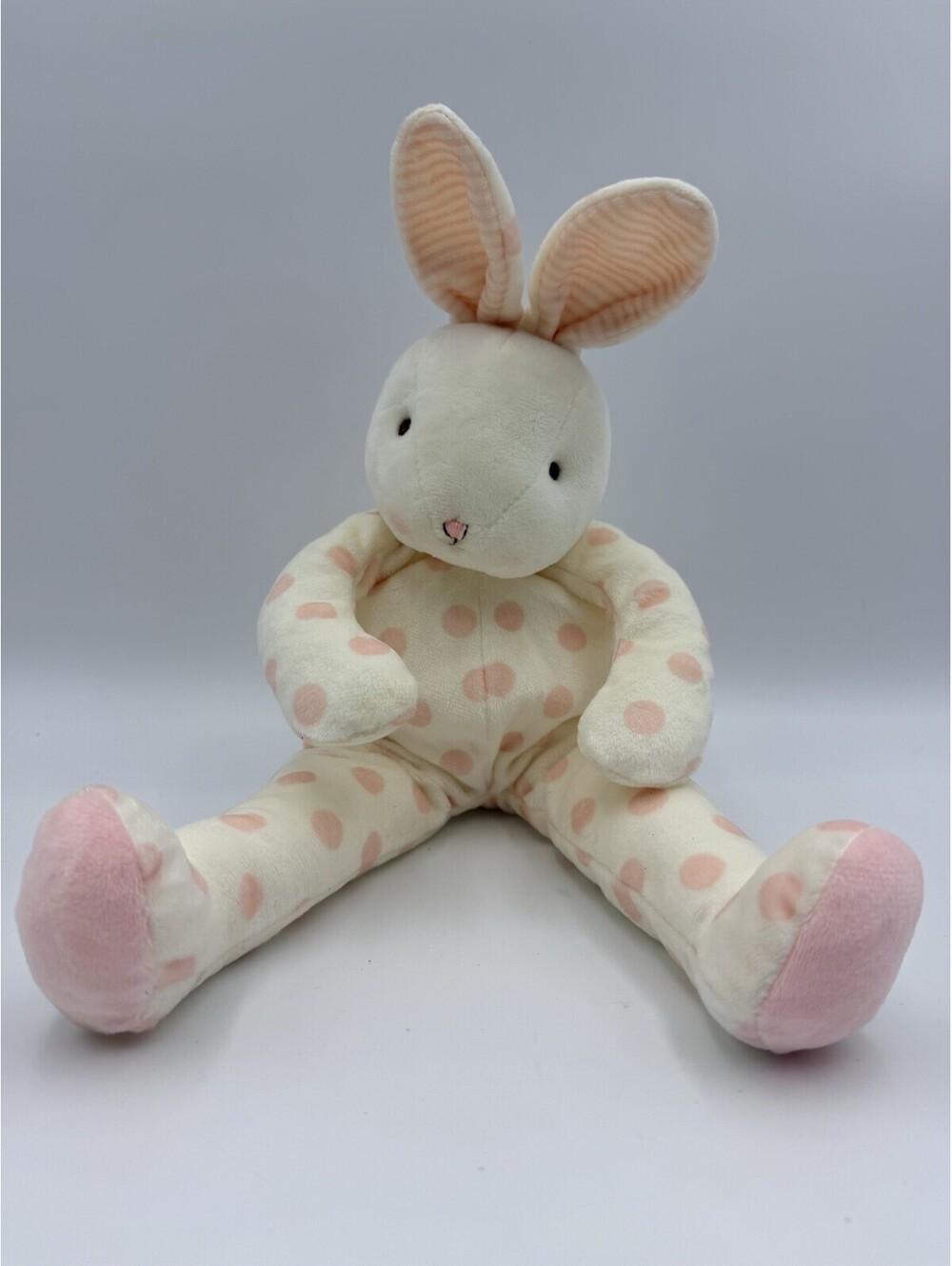 Hallmark Bunnies By the Bay Carrots Bunny Rabbit White Pink Polka Dots Plush 15"